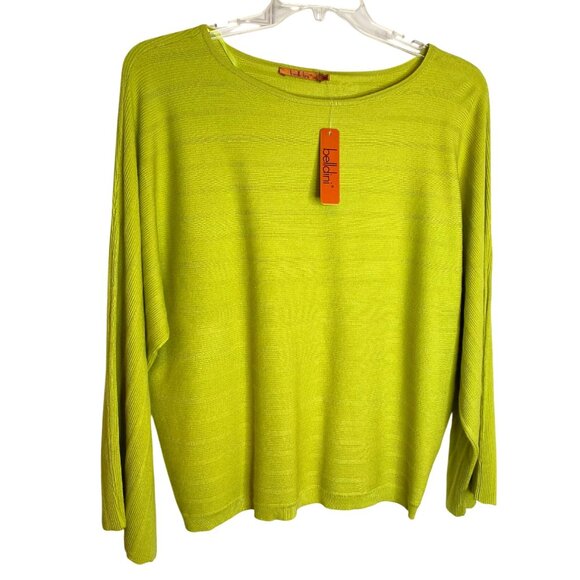 Belldini Moss Green Ribbed Sweater with Flare Sleeves Size XL Romantic Boho Y2K - Picture 1 of 11